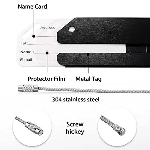 12 Pieces Luggage Tags Business Card Holder - Black