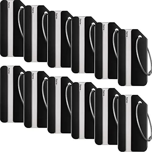 12 Pieces Luggage Tags Business Card Holder - Black