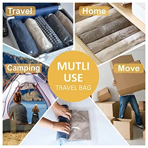 12 Travel Compression Bags, Roll Up Travel Space Saver Bags for Luggage, Cruise Ship Essentials (5 Large Roll/5 Medium Roll/2 Small Roll)