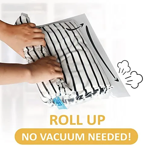 12 Travel Compression Bags, Roll Up Travel Space Saver Bags for Luggage, Cruise Ship Essentials (5 Large Roll/5 Medium Roll/2 Small Roll)