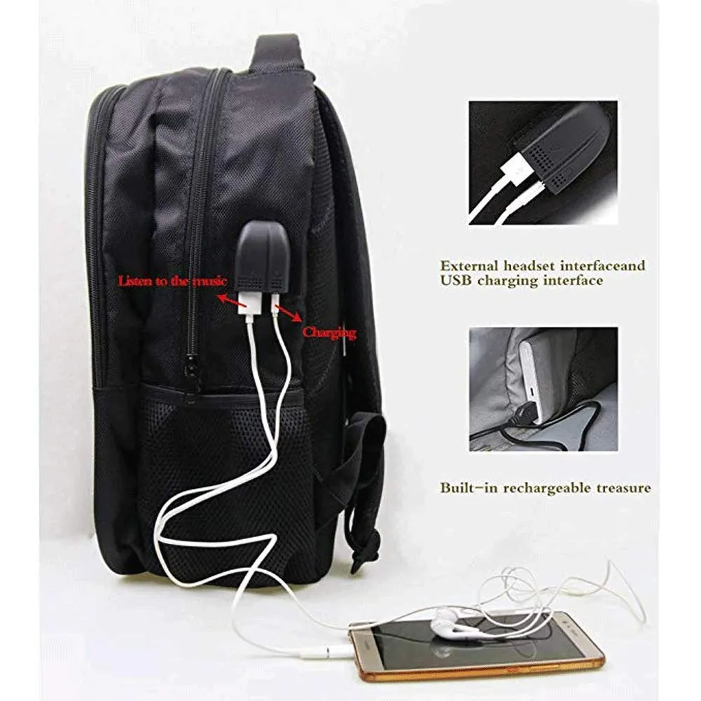 Amke Stranger Printed Backpacks Student School Bag Laptop Backpack with USB Charging Port