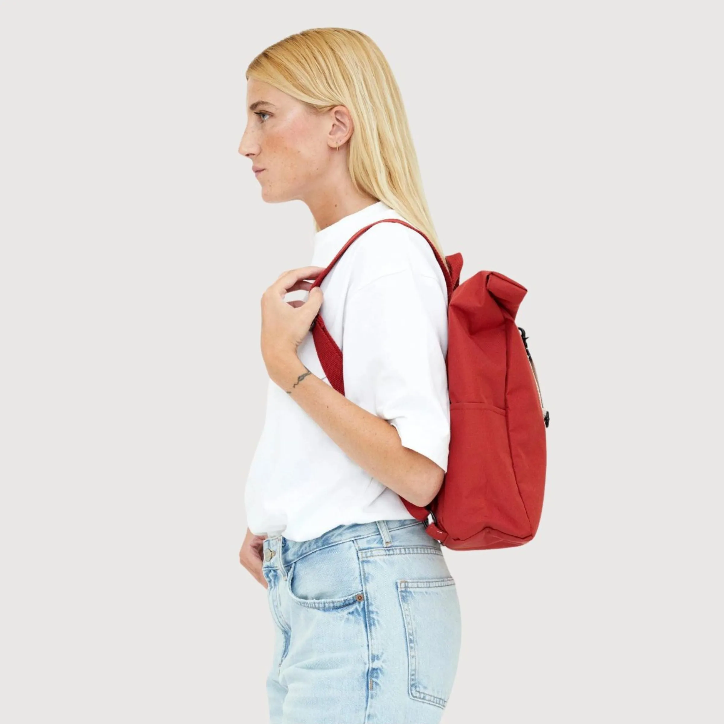 Backpack Roll Mini Red In Recycled Polyester | Lefrik