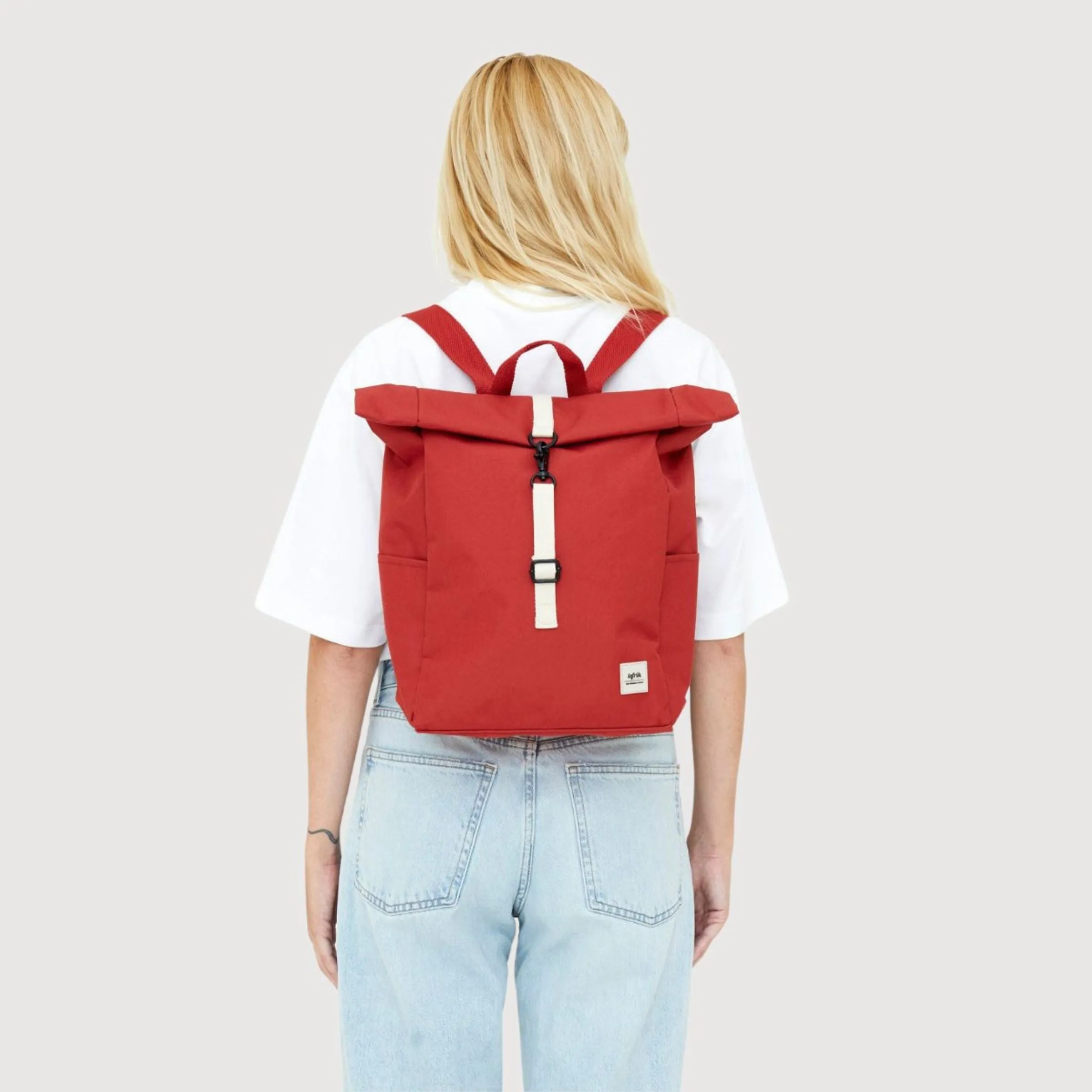 Backpack Roll Mini Red In Recycled Polyester | Lefrik