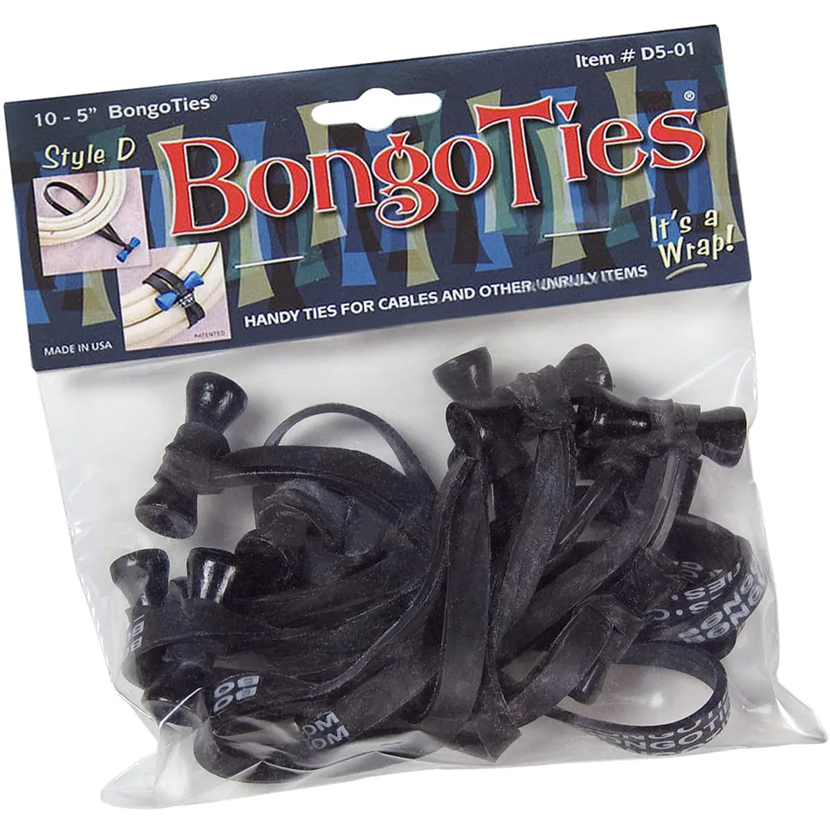 BongoTies All-Natural Reusable Cable Tie Wraps 10-Pack