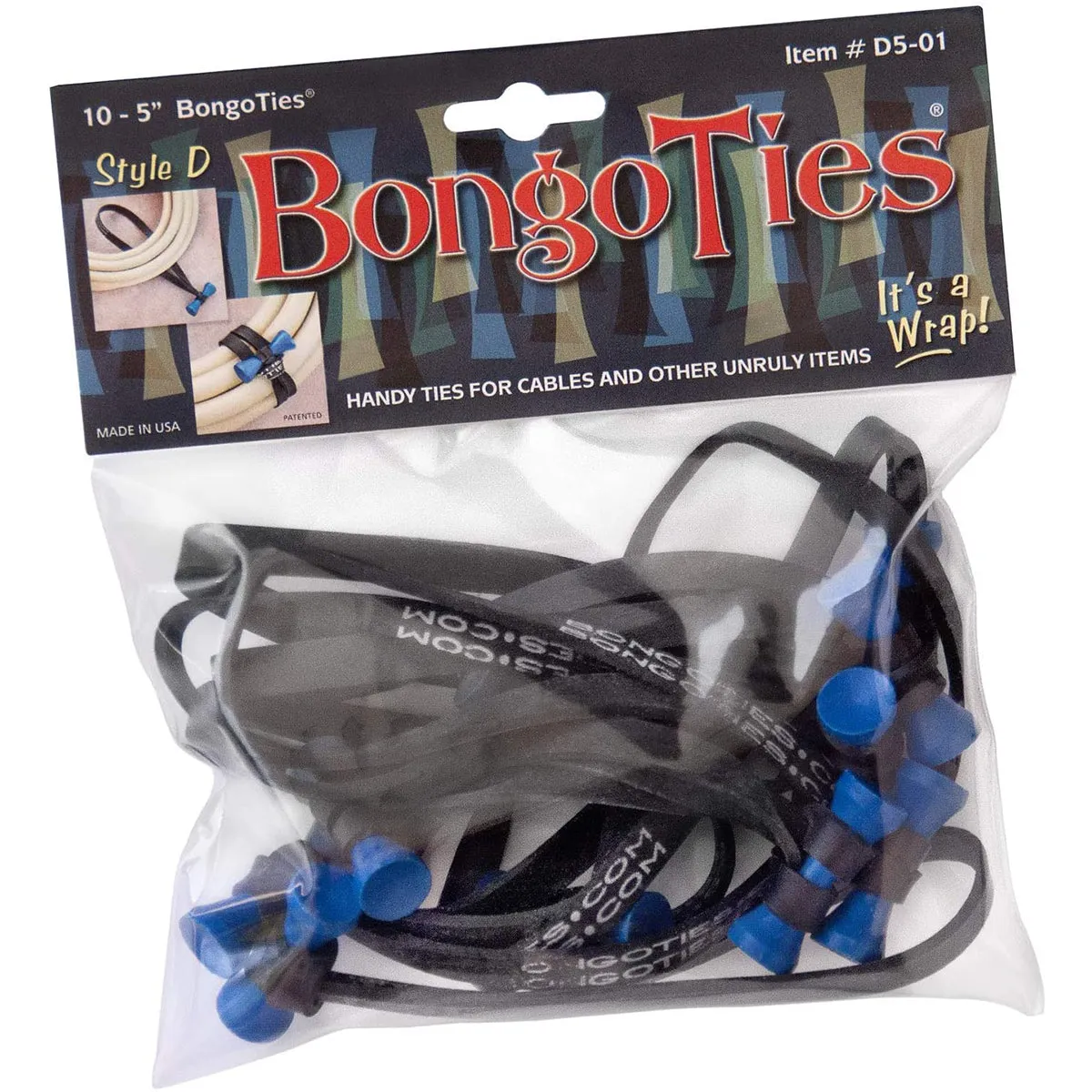 BongoTies All-Natural Reusable Cable Tie Wraps 10-Pack
