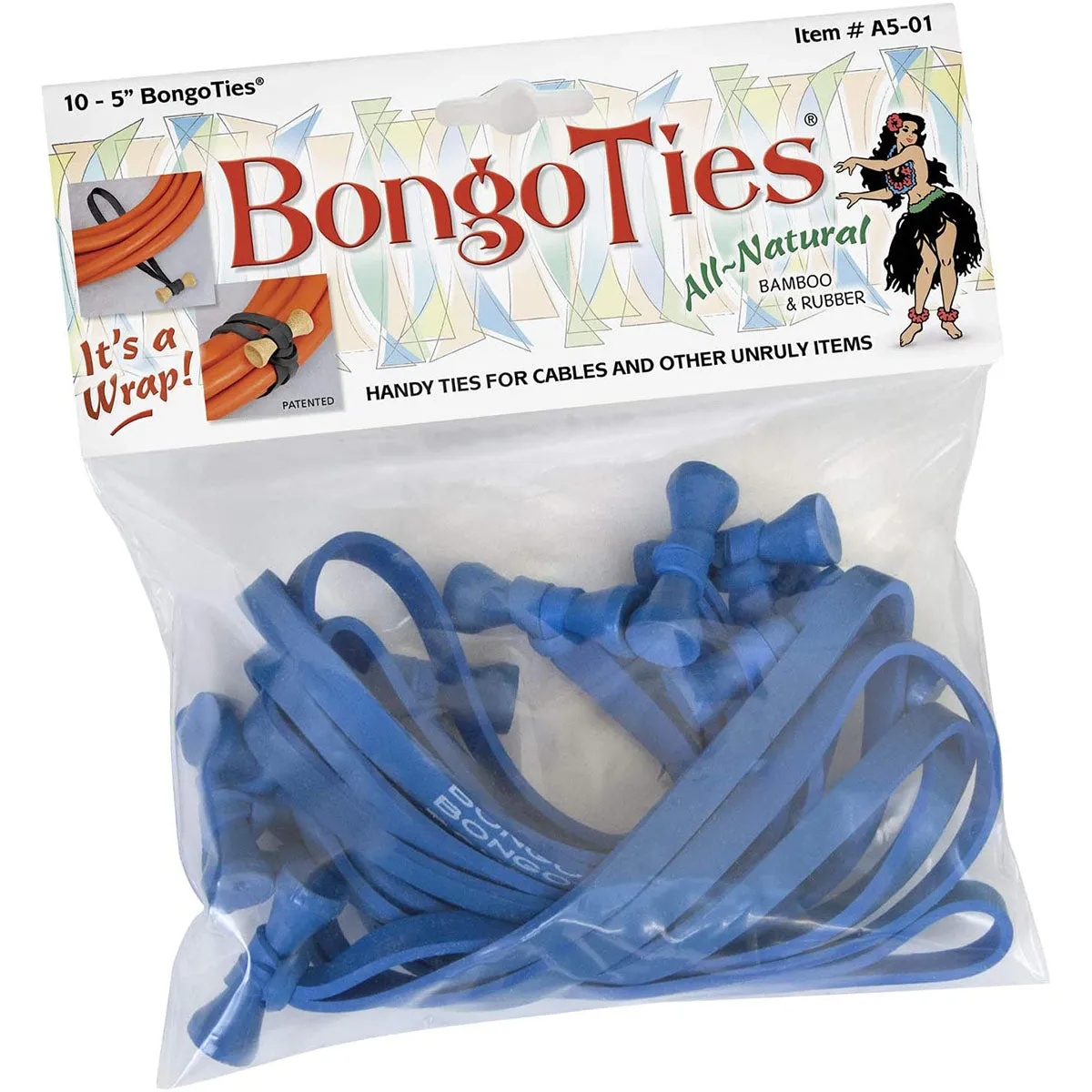 BongoTies All-Natural Reusable Cable Tie Wraps 10-Pack