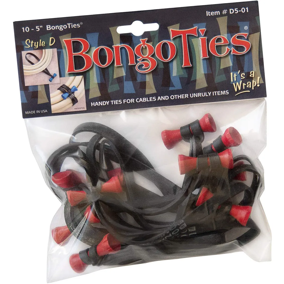 BongoTies All-Natural Reusable Cable Tie Wraps 10-Pack