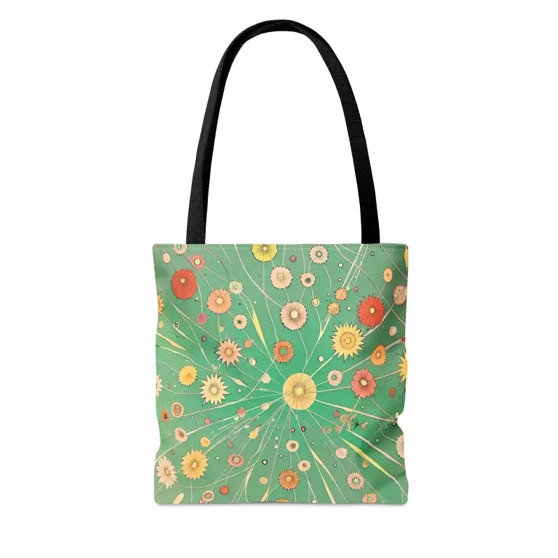Chic Green Floral Pattern Tote Bag
