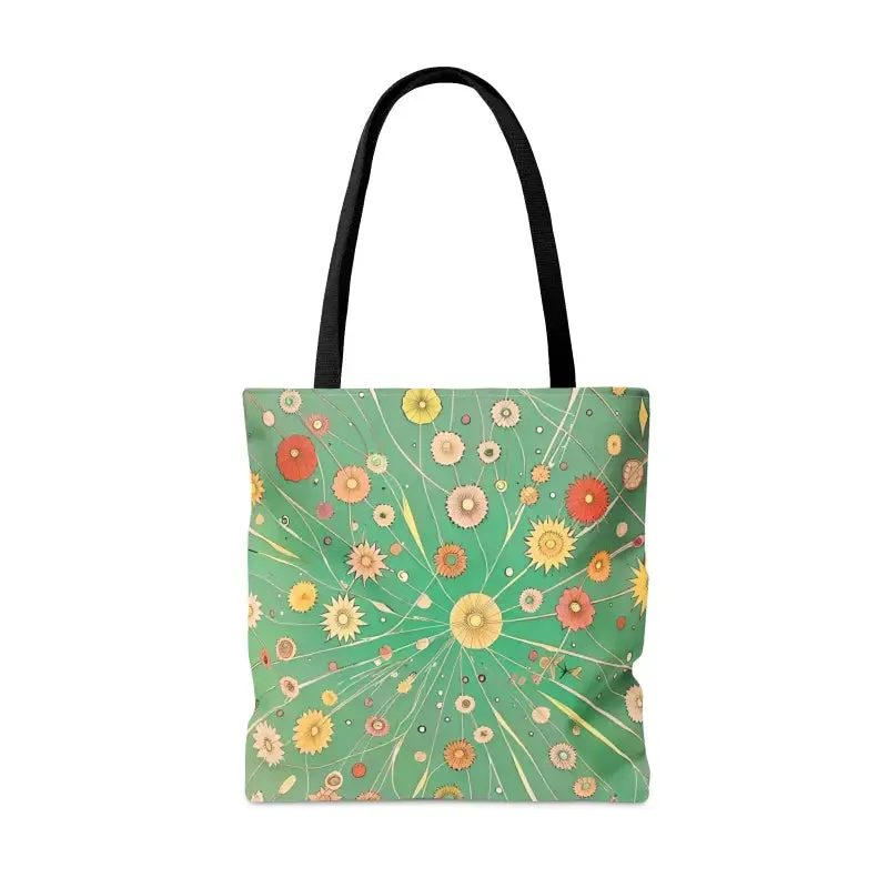 Chic Green Floral Pattern Tote Bag