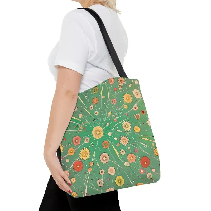 Chic Green Floral Pattern Tote Bag