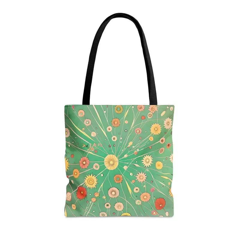 Chic Green Floral Pattern Tote Bag