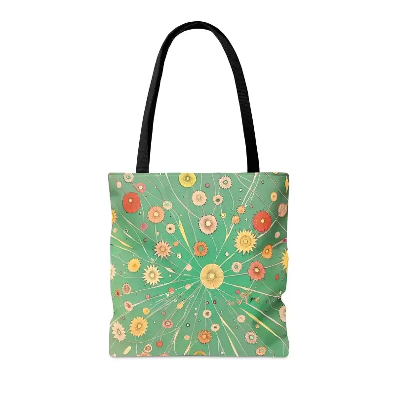 Chic Green Floral Pattern Tote Bag