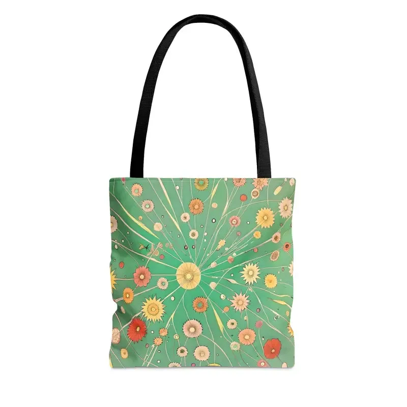 Chic Green Floral Pattern Tote Bag
