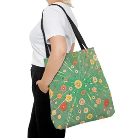 Chic Green Floral Pattern Tote Bag