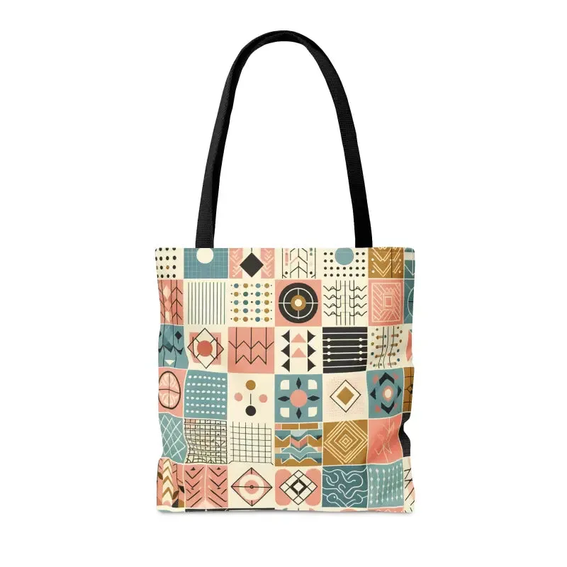 Chic Pastel Geometric Tote with Sophisticated Black Lining