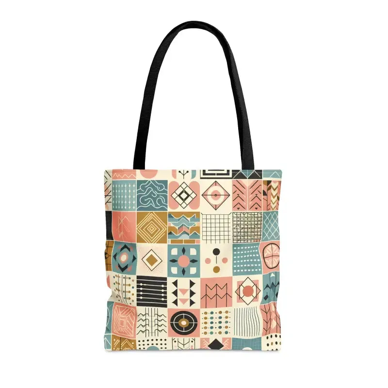 Chic Pastel Geometric Tote with Sophisticated Black Lining