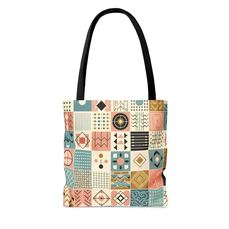 Chic Pastel Geometric Tote with Sophisticated Black Lining