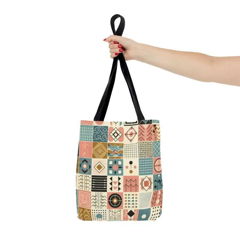 Chic Pastel Geometric Tote with Sophisticated Black Lining