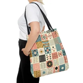 Chic Pastel Geometric Tote with Sophisticated Black Lining