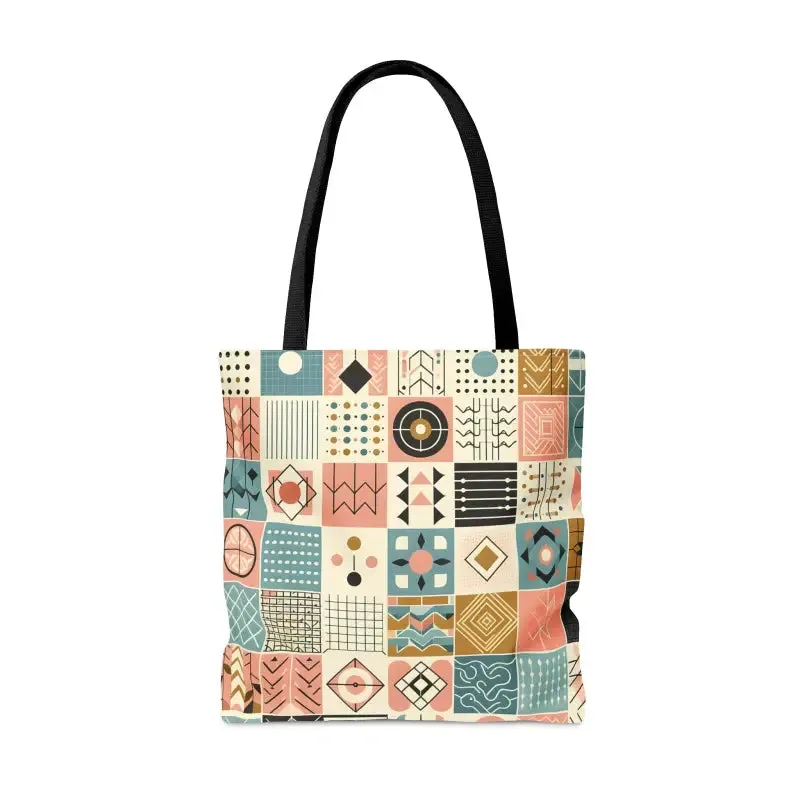 Chic Pastel Geometric Tote with Sophisticated Black Lining