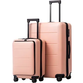 COOLIFE 2 Piece Luggage Set - ABS PC - Weekend Bag - Sakura Pink