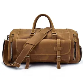 Crazy Horse Genuine Leather Travel Bag Men Vintage Travel Duffel Bag Big Cow Leather Carry On