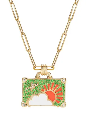 'Emerald Weekend Trip' Suitcase Necklace