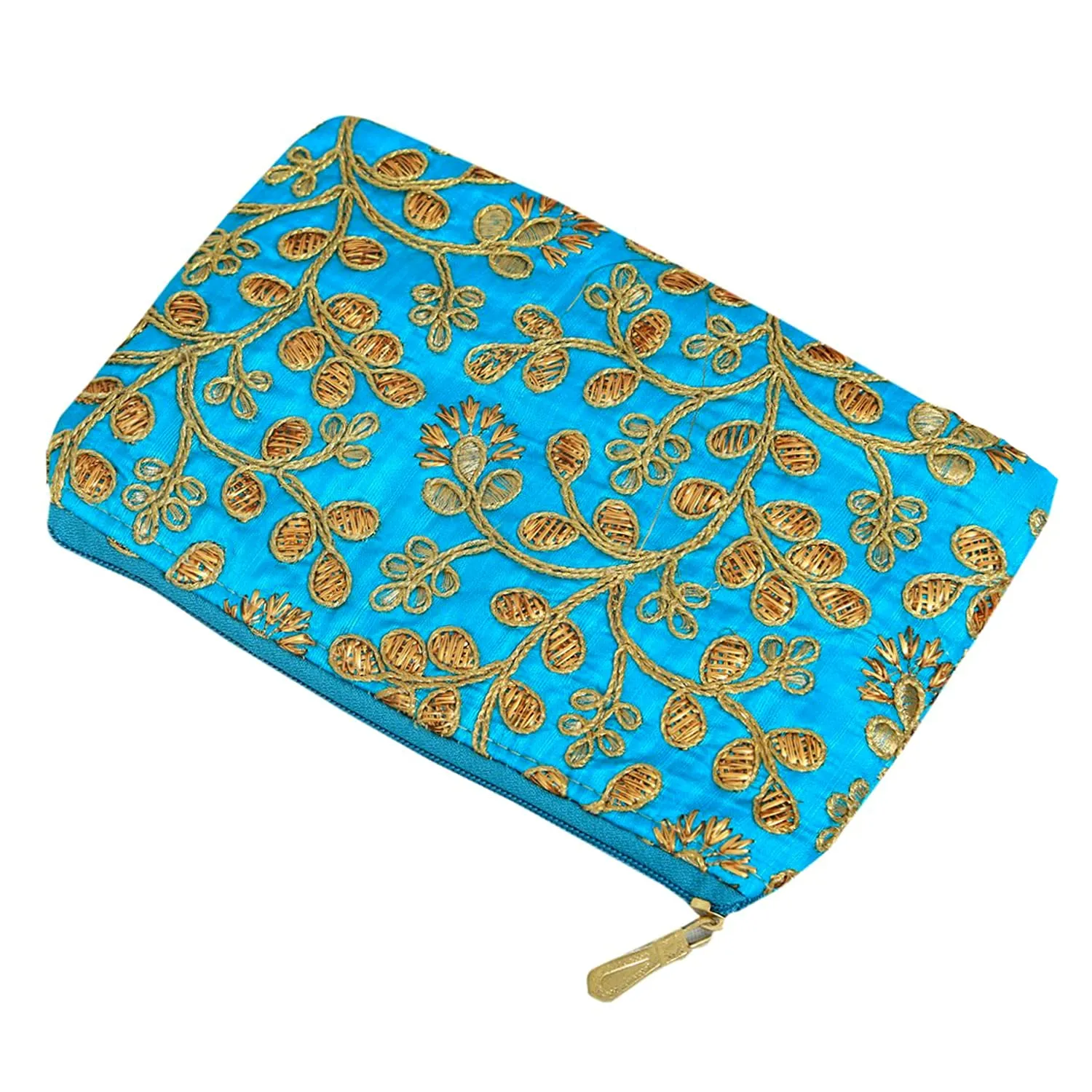 Heart Home Embroidery Women Hand Purse Wallet For Party, Wedding, Dating (Blue)