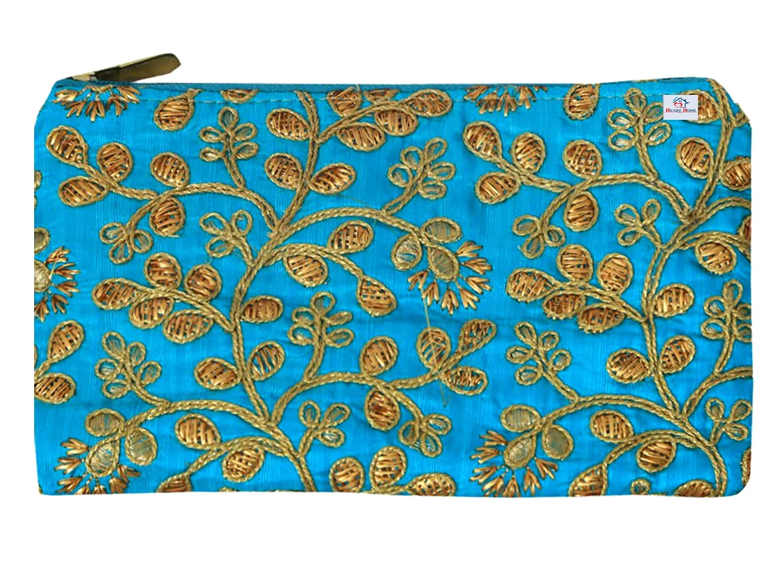 Heart Home Embroidery Women Hand Purse Wallet For Party, Wedding, Dating (Blue)