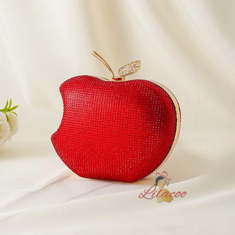 Hot Diamond Encrusted Banquet Apple Clutch Bag