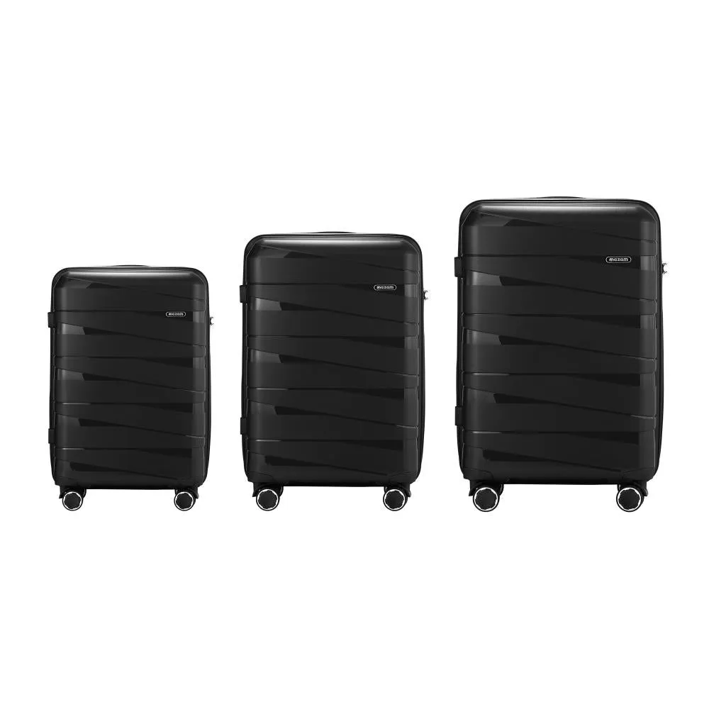 Mazam 3PCS Luggage Set Travel TSA Lock PP Case Black
