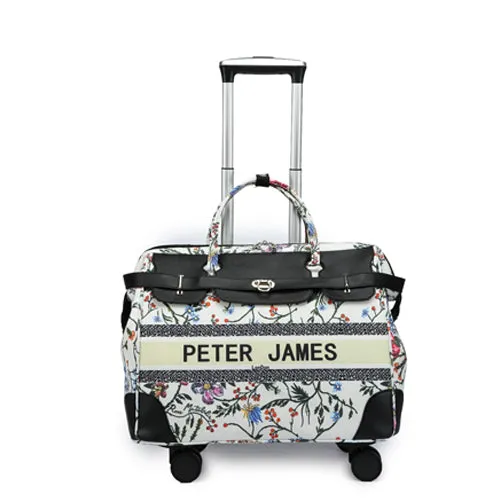 Peter James London Designer-Inspired Ladies' Cabin Luggage with Trolley Holder
