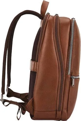SAMSONITE CLASSIC LEATHER SLIM BACKPACK COGNAC