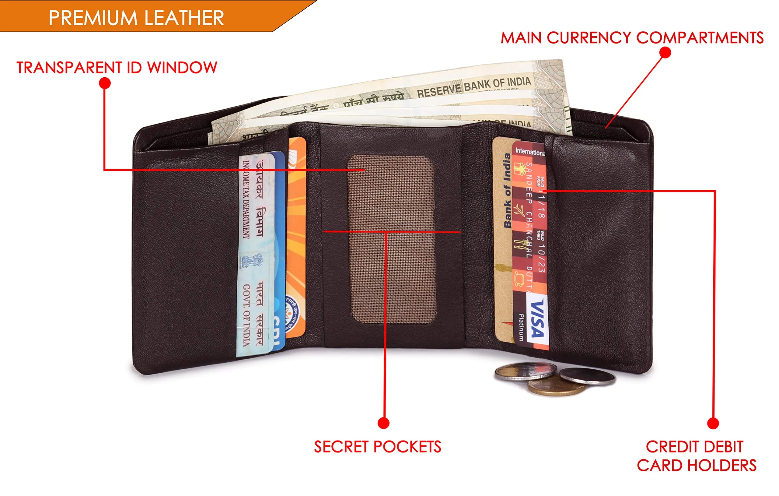 The Clownfish Axel Stitchless Genuine Leather Wallet for Men's with RFID Protection - Brown